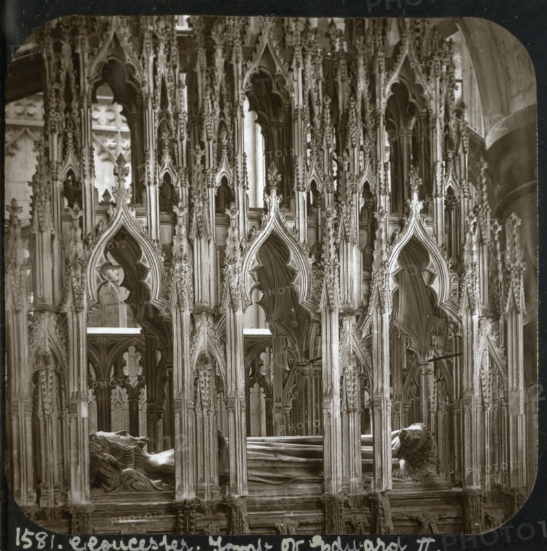 Gloucester. Tomb of Edward II. Detail; Frederick H. Evans, British, 1853 - 1943, about 1883; Lantern slide; 7.1 x 7.3 cm