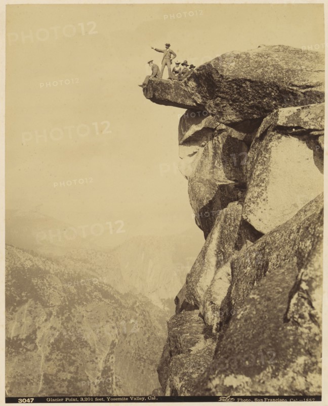 Glacier Point, 3,201 feet, Yosemite, Cal; I.W. Taber, American, 1830 - 1912, 1887; Albumen silver print