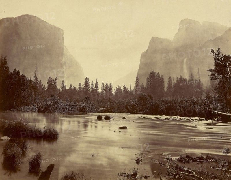 Valley of the Yosemite, from Rocky Ford; Eadweard J. Muybridge, American, born England, 1830 - 1904, 1872; Albumen silver print