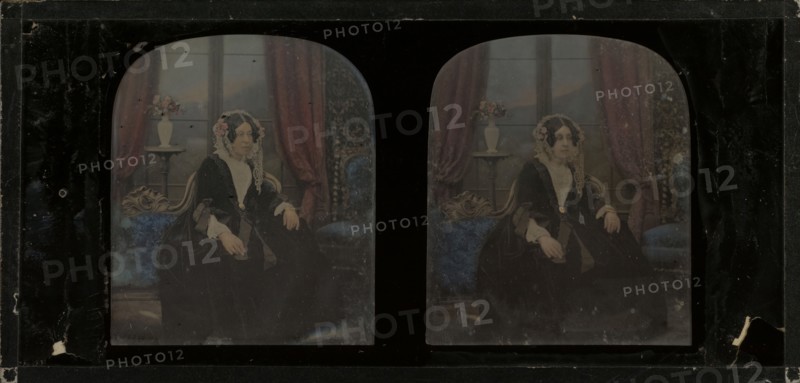 Portrait of Mrs. Charlotte Chester Woodroffe; Antoine Claudet, French, 1797 - 1867, 1855; Stereograph, daguerreotype