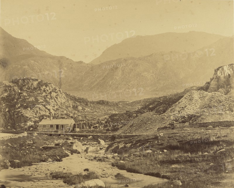 View of mountains at the foot of Lake Ogwen; Roger Fenton, English, 1819 - 1869, n.d; Albumen silver print