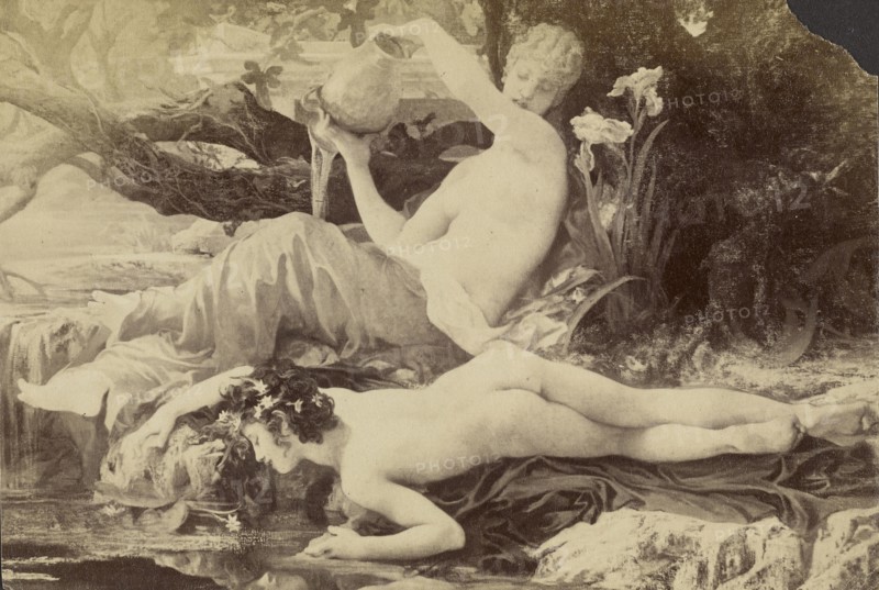 Narcissus and the Spring by Jules-Louis Machard; about 1872 - 1890; Albumen silver print