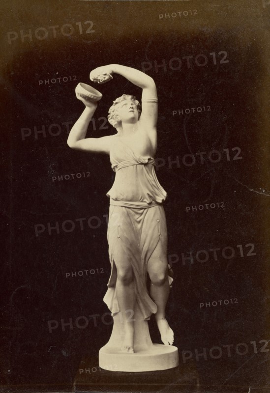Statue of female figure with bowl; about 1870 - 1890; Albumen silver print