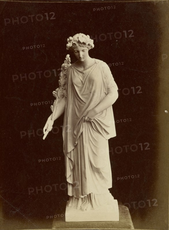 Statue of woman with branch; about 1870 - 1890; Albumen silver print
