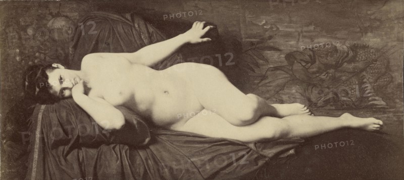 Painting of female nude; about 1870 - 1890; Albumen silver print