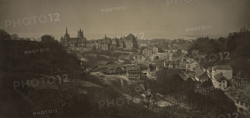 Alpine Townscape; Adolphe Braun, French, 1811 - 1877, 1865 - 1870; Carbon print; 22.2 x 46.8 cm 8 3,4 x 18 7,16 in