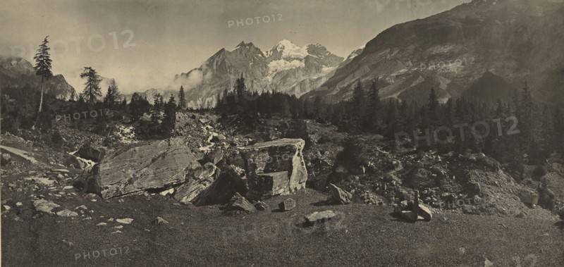 Alpine Landscape; Adolphe Braun, French, 1811 - 1877, 1865 - 1870; Carbon print; 22.2 x 46.8 cm 8 3,4 x 18 7,16 in