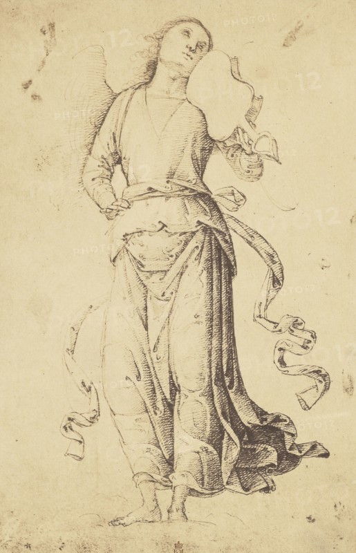 Drawing of an Angel Playing a Viol by Pietro Vannucci, Called Perugino; Roger Fenton, English, 1819 - 1869, London, England