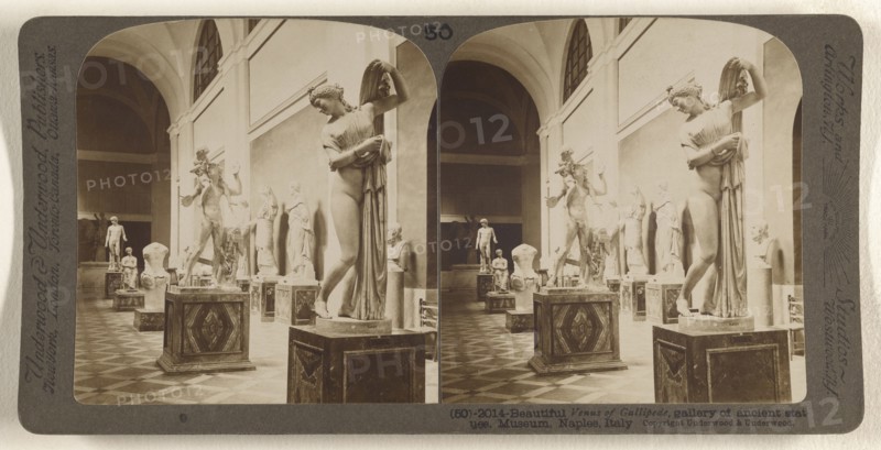 Beautiful Venus of Gallipede, gallery of ancient statues. Museum, Naples, Italy; Underwood & Underwood, American, 1881 - 1940s