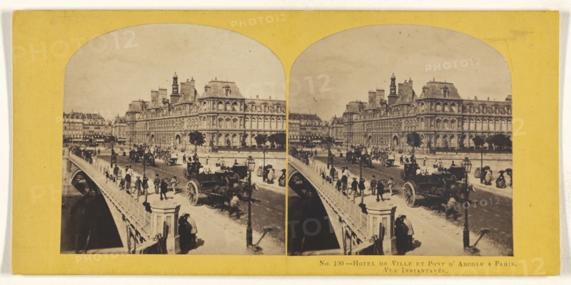 Hotel de Ville et Pont D'Arcole a Paris. Vue Instantanee; French; about 1865; Albumen silver print