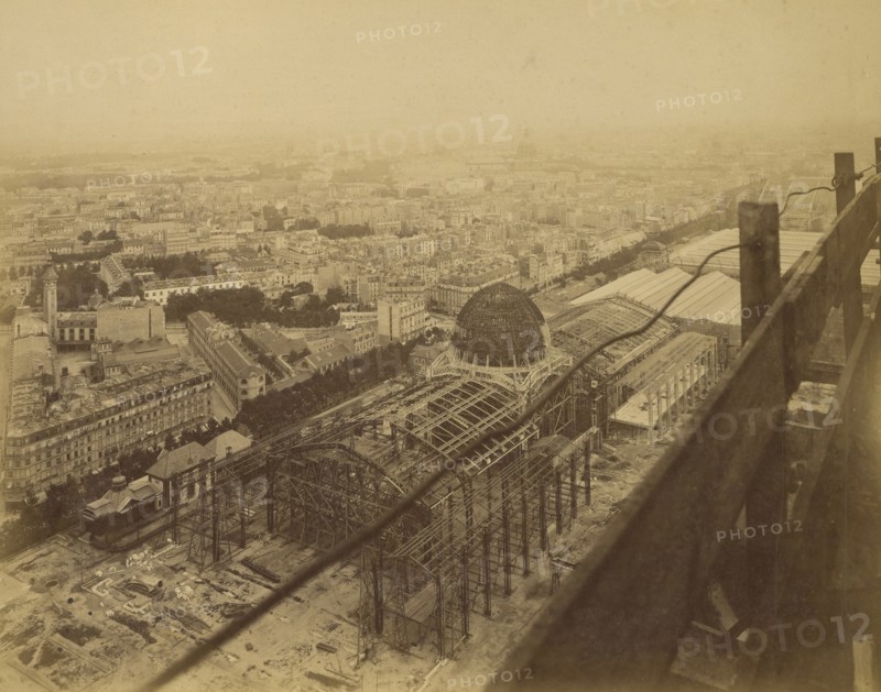 Aerial view of an exhibition building under construction; Louis-Émile Durandelle, French, 1839 - 1917, 1888 - 1889; Albumen