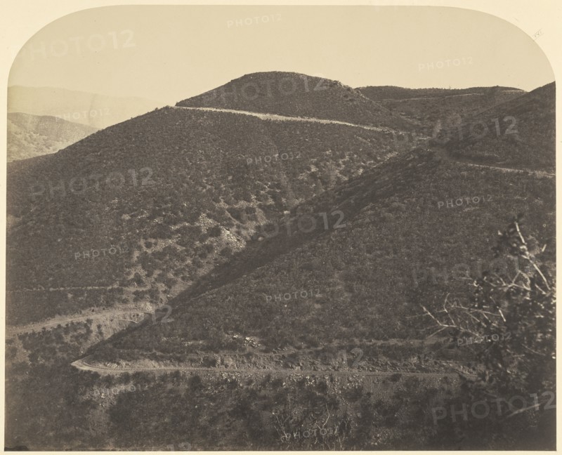 Railroad Down the Mountain; Carleton Watkins, American, 1829 - 1916, 1860; Salted paper print; 34.1 x 42.2 cm
