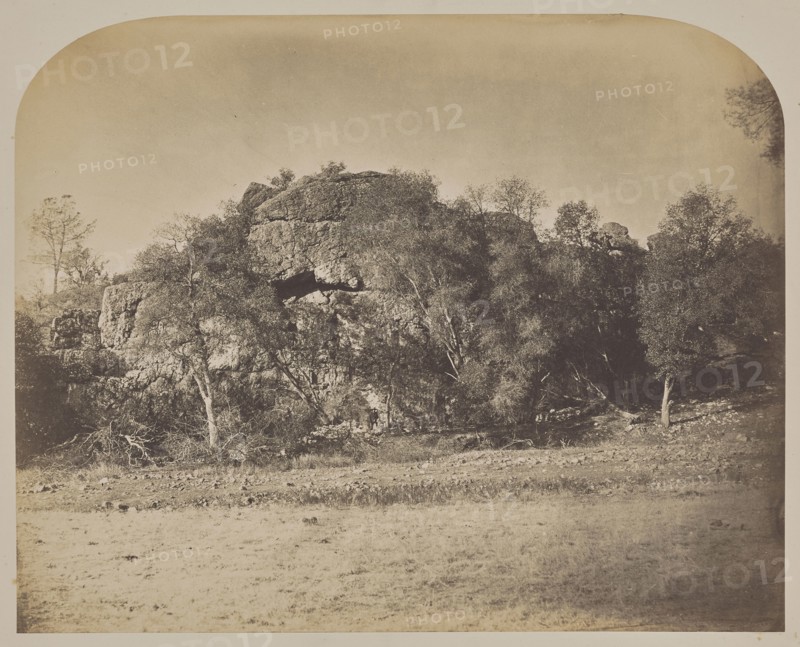 Tower Rock - West; Carleton Watkins, American, 1829 - 1916, 1860; Salted paper print; 34.1 × 42.5 cm 13 7,16 × 16 3,4 in