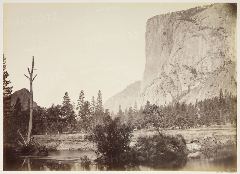 El Capitan, 3600 ft., Yo Semite; Carleton Watkins, American, 1829 - 1916, Yosemite, California, United States; negative 1861