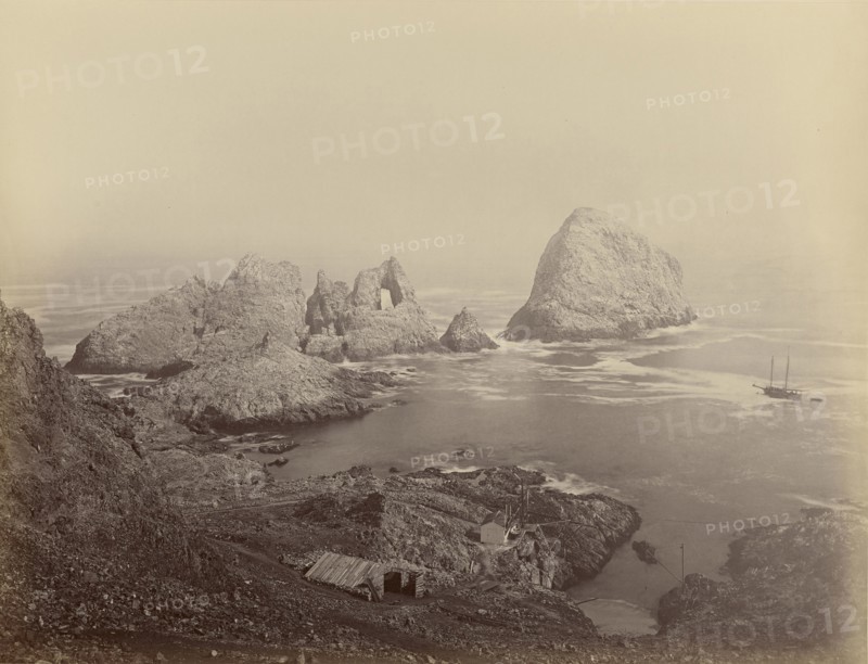 Sugar Loaf Islands and Fisherman's Bay, Farallons; Carleton Watkins, American, 1829 - 1916, San Francisco, California, USA