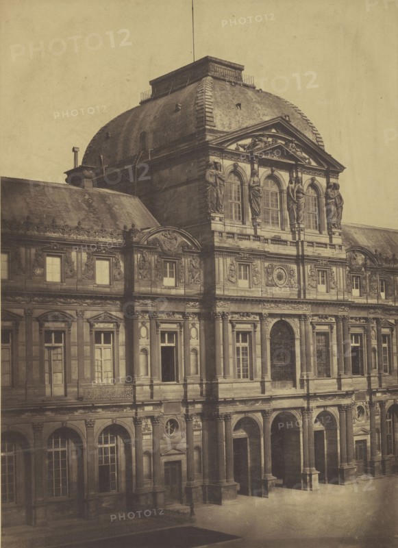 Paris Louvre. Pavilion d'Horlogue; Édouard Baldus, French, born Germany, 1813 - 1889, Paris, France; 1850 - 1859; Albumen