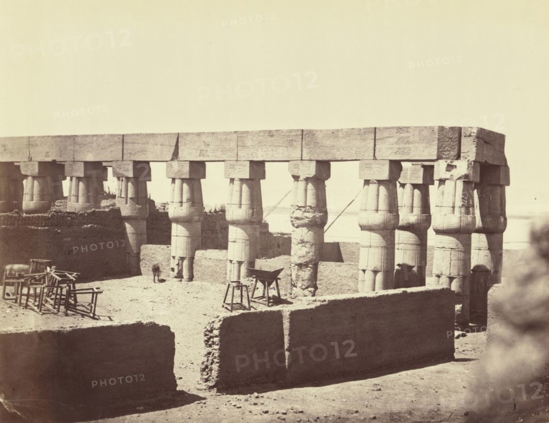 Temple de Louksour. Vue generale des colonnades du milieu Thebes; Félix Bonfils, French, 1831 - 1885, Thebes, Egypt; 1872