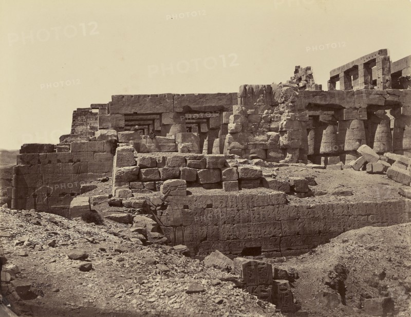 Ruines du 3eme pylone du Temple, sud-est, partie gauche, Karnak, Thebes; Félix Bonfils, French, 1831 - 1885, Thebes, Egypt