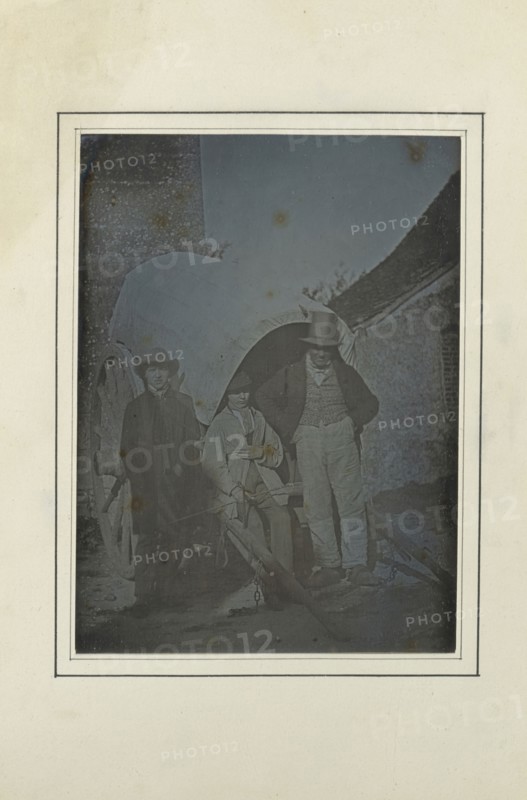 Portrait of Two Boys and a Man; Alphonse-Louis Poitevin, French, 1819 - 1882, about 1845; Daguerreotype