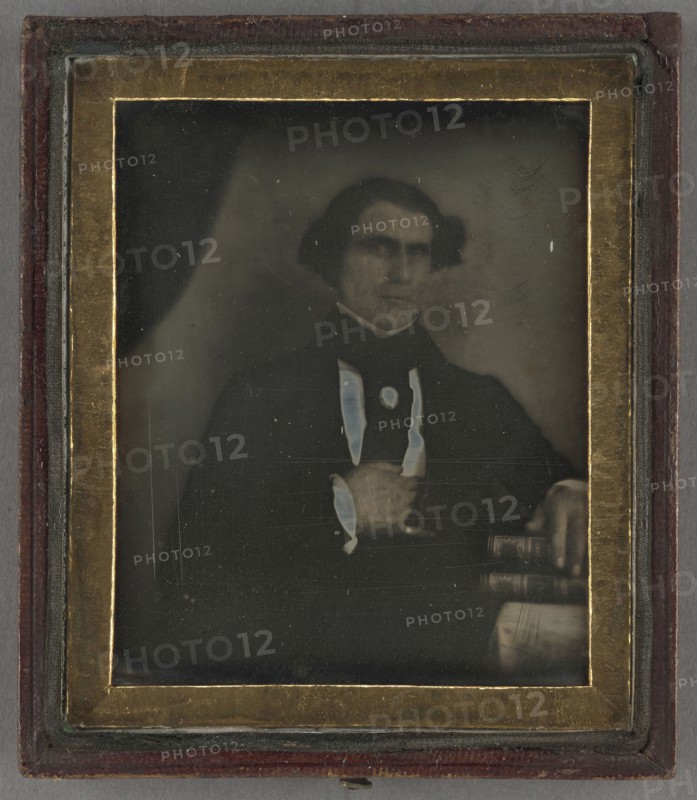 Portrait of a Man with Books; American; about 1840; Daguerreotype