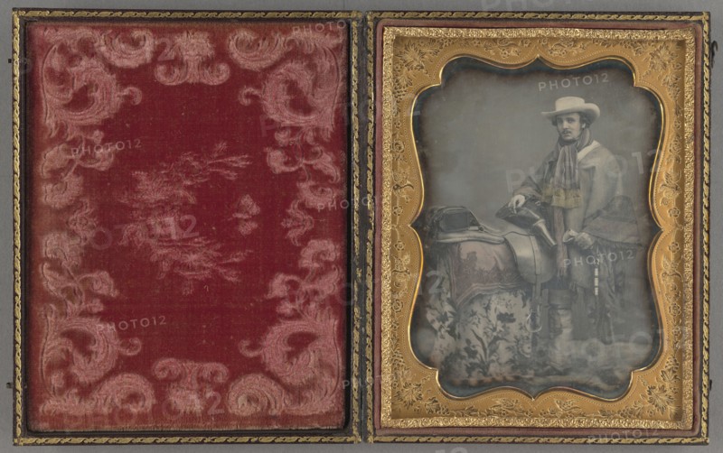 Portrait of a Man with a Saddle; American; 1850–1854; Daguerreotype, hand-colored