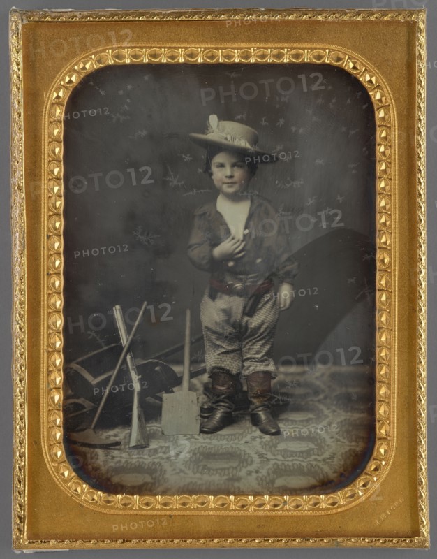 Portrait of a Boy with Gold-Mining Toys; Carleton Watkins, American, 1829 - 1916, James M. Ford, American, 1827 - about 1877