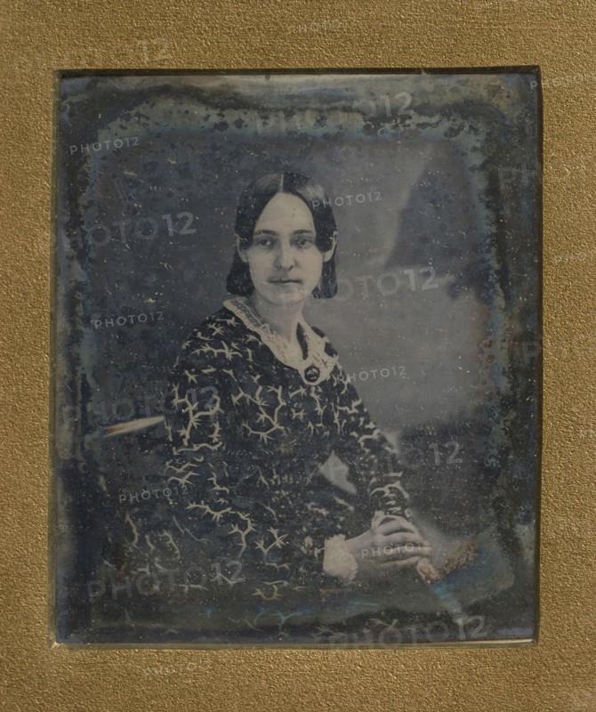 Portrait of a Seated Woman in Patterned Dress; John Plumbe Jr., American, born United Kingdom, 1809 - 1857, about 1843