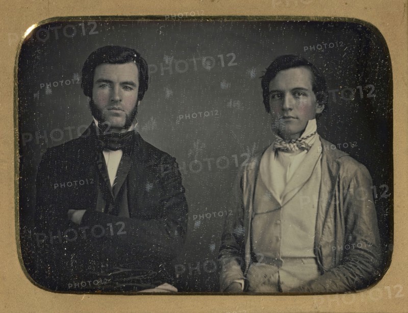Portrait of Two Seated Men; American; about 1850; Daguerreotype, hand-colored