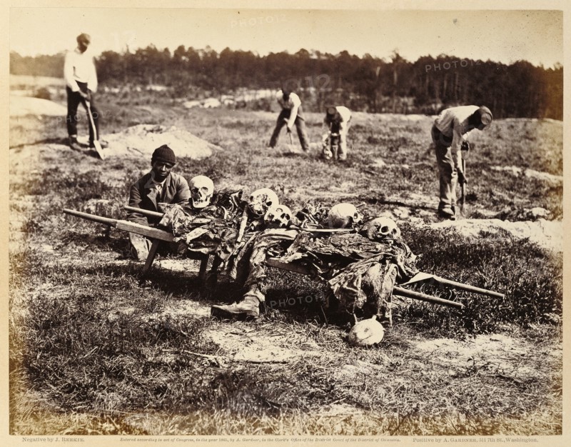 A Burial Party, Cold Harbor, Virginia; John Reekie, American, active 1860s, Print by Alexander Gardner American, born Scotland