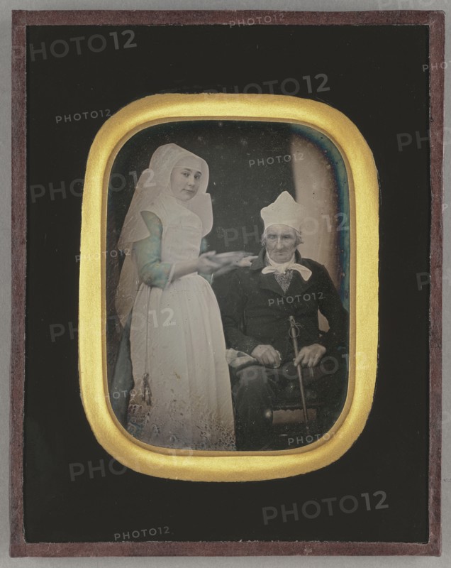 Sister of Charity Serving Patient at the Hospice de Beaune; French; about 1848; Daguerreotype, hand-colored; 12.4 × 9.1 cm