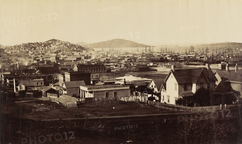 City Front from Rincon Hill in 1860; Carleton Watkins, American, 1829 - 1916, San Francisco, California, United States; 1860