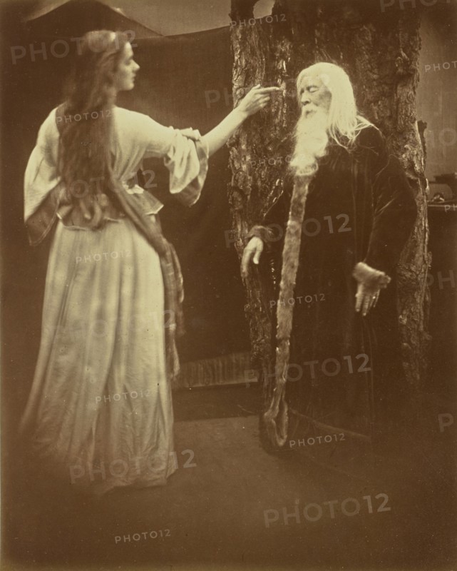 Vivien and Merlin; Julia Margaret Cameron, British, born India, 1815 - 1879, Freshwater, Isle of Wight, England; September 1874