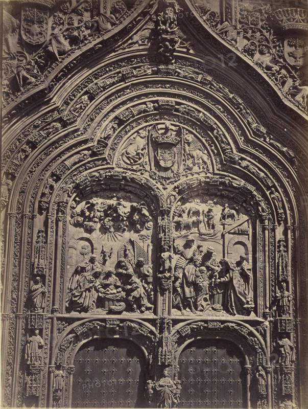 Cathedral door, Salamanca; Charles Clifford, English, 1819,1820 - 1863, 1858; Albumen silver print