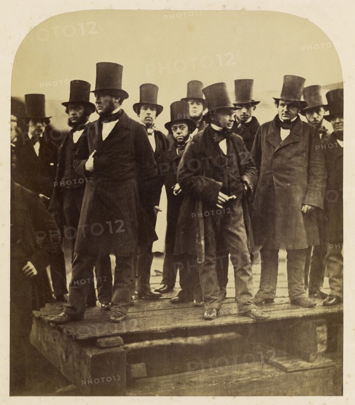 I. K. Brunel and Others Observing the  Great Eastern  Launch Attempt; Robert Howlett, British, 1831 - 1858, London, England