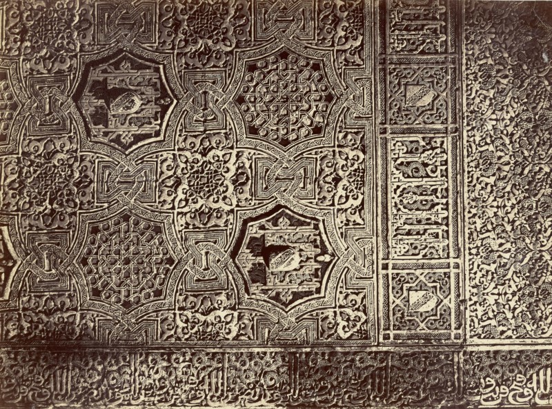 Detalle de la pared de la Sala de la Barca, con escala de 1m., Alhambra, Juan Laurent, French, 1816 - 1892, Granada, Spain