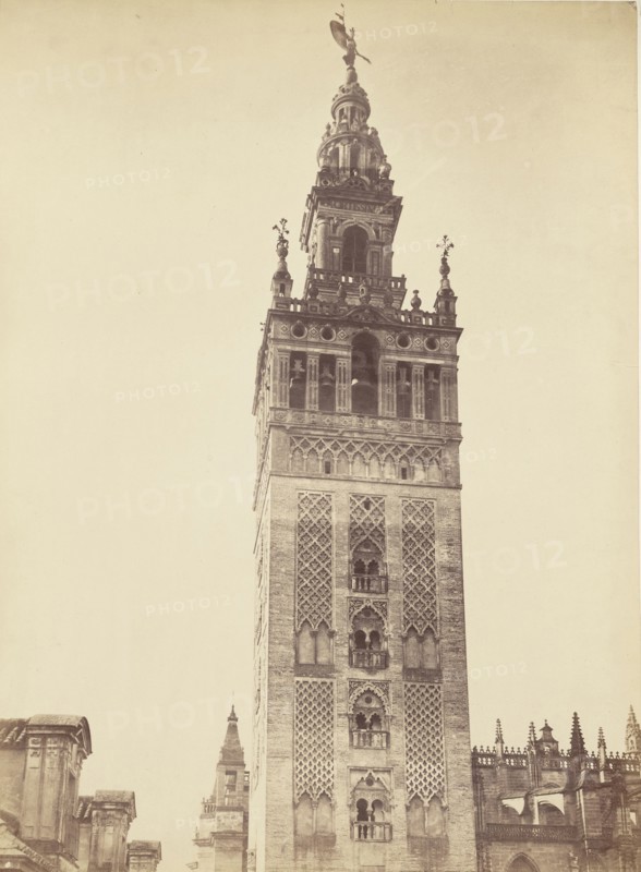 Parte superior de la Giralda, Seville; Juan Laurent, French, 1816 - 1892, Seville, Spain; 1865; Albumen silver print
