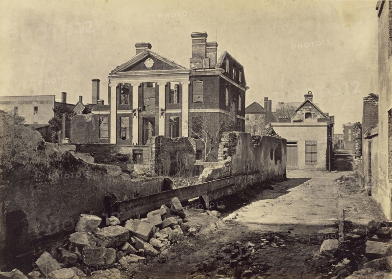 Ruins of the Pinckney Mansion, Charleston, South Carolina; George N. Barnard, American, 1819 - 1902, Charleston, South Carolina