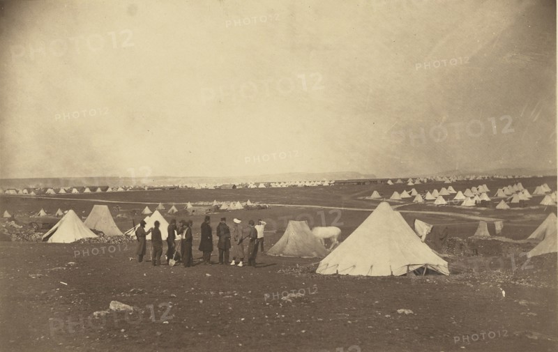 General Bosquets Quarters looking towards Mackenzie Farm; Roger Fenton, English, 1819 - 1869, 1855; Salted paper print