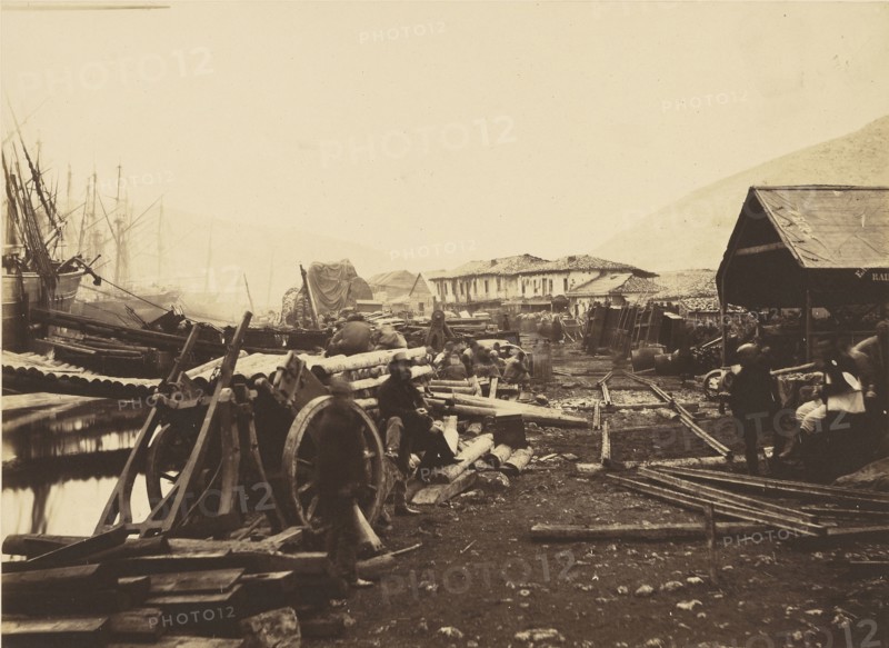 Landing Place Railway Stores, Balaklava; Roger Fenton, English, 1819 - 1869, 1855; Salted paper print; 25.9 x 35.4 cm