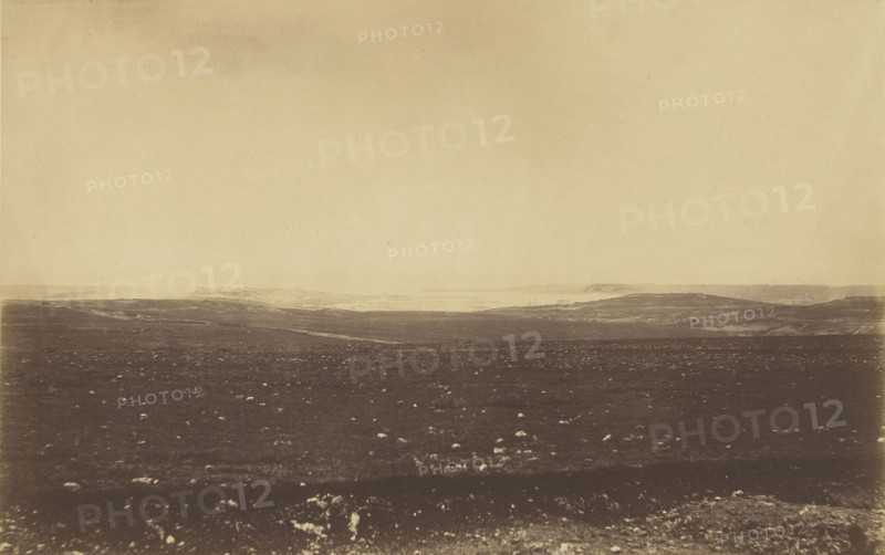 Distant view of Sebastopol with the Lines of Gordons Battery; Roger Fenton, English, 1819 - 1869, 1855; Salted paper print