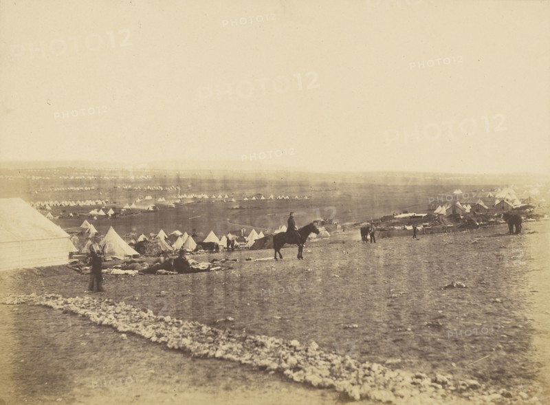 Plateau before Sebastopol, Turkish tents in the distance; Roger Fenton, English, 1819 - 1869, 1855; Salted paper print