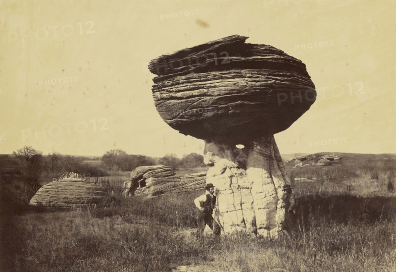 Mushroom Rock, on Alum Creek, Kansas; Alexander Gardner, American, born Scotland, 1821 - 1882, 1867; Albumen silver print