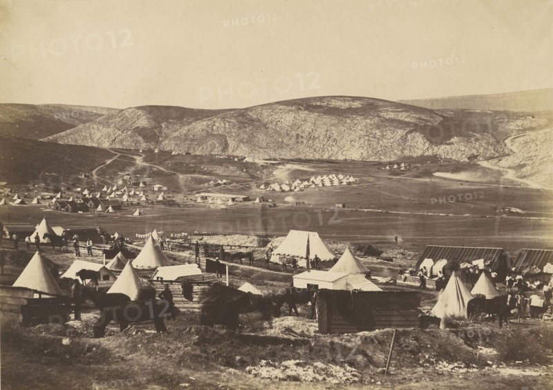 Camp of the 5th Dragoon Guards; Roger Fenton, English, 1819 - 1869, 1855; Salted paper print; 23.8 x 33.7 cm 9 3,8 x 13 1,4 in