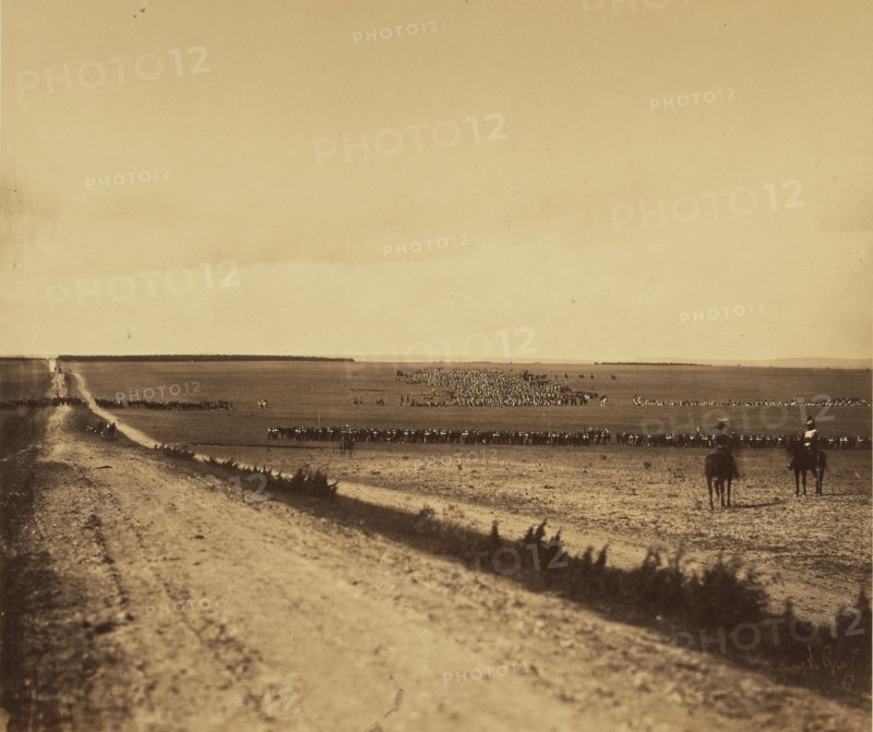 Maneuvers, Camp de Chalons; Gustave Le Gray, French, 1820 - 1884, Chalons, France; 1857; Albumen silver print