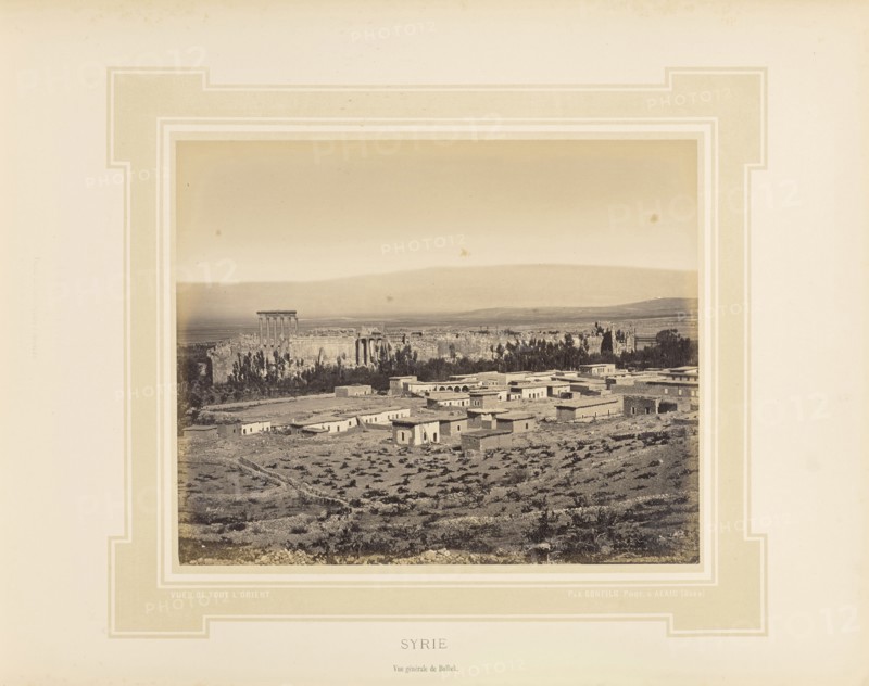 Syrie, Syria, Vue générale de Balbek; Félix Bonfils, French, 1831 - 1885, Alais, France; 1877; Tinted Albumen silver print