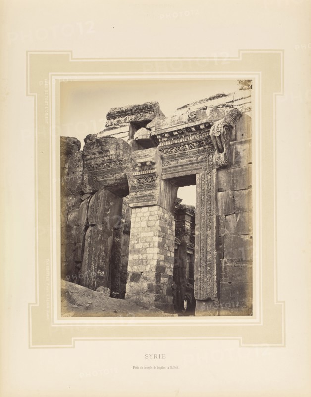 Syrie, Syria, Porte du temple de Jupiter à Balbek; Félix Bonfils, French, 1831 - 1885, Alais, France; negative 1873; print 1877