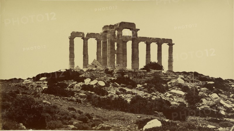 Temple de Minerve a Sumium; William J. Stillman, American, 1828 - 1901, 1860s; Albumen silver print