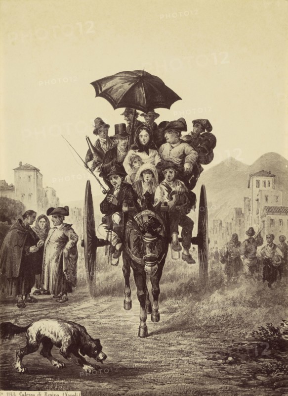 Calessa di Resina, Napoli, 1860 - 1869; Albumen silver print