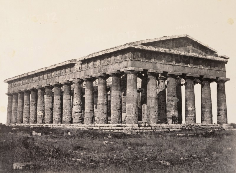 The Temple of Neptune, Paestum; Giorgio Sommer, Italian, born Germany, 1834 - 1914, Salerno, Italy; about 1855 - 1865; Albumen