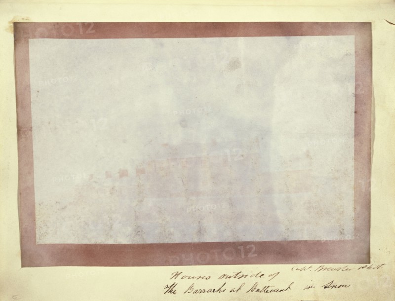 Houses outside the barracks at Buttevant in snow; Capt. Henry Craigie Brewster, British, 1816 - 1905, active 1840s, about 1843